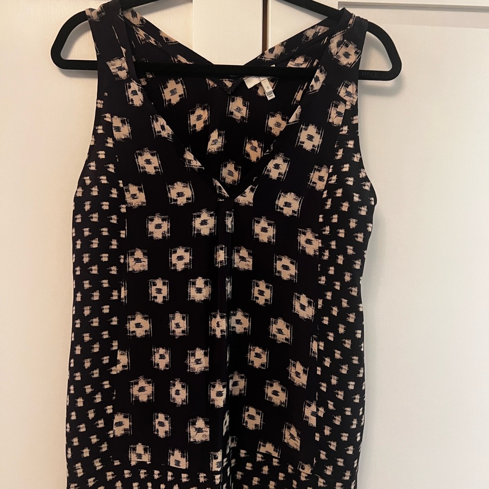 Joie Navy and Cream Patterned Blouse
